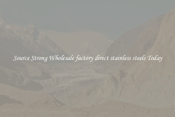 Source Strong Wholesale factory direct stainless steels Today